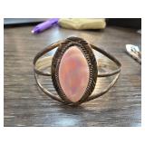 Sterling Silver Cuff Bracelet with Pink Stone