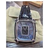 Judith Ripka Steel Wristwatch with Leather Strap