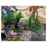 Green Glass Decorative Pieces