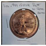 1 oz .999 Copper Second Amendment Round
