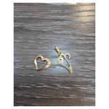 14k Gold Heart and Key Charms