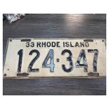 1933 Rhode Island License Plate