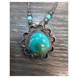 Sterling Silver Pendant Necklace with Turquoise