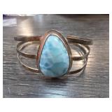Sterling Silver and Larimar Cuff Bracelet