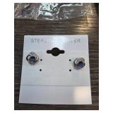 Sterling Silver Earrings with Blue Gemstones