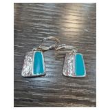 Sterling Silver Earrings With Blue Enamel