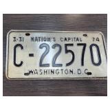 1974 Washington D.C. License Plate