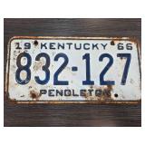 1966 Kentucky Pendleton License Plate