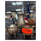 Silver-Plated Tea Set with Three Pieces