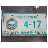 New Hampshire 1975-76 Legislature License Plate