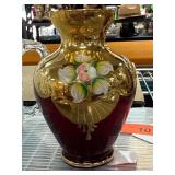 Glass Vase with Gold and Floral Design