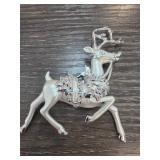 Silver-Tone Reindeer Brooch with Decorative Accent