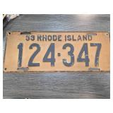 1933 Rhode Island License Plate