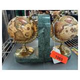 Globe Bookends With Marble Bases