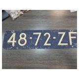 Vintage Metal License Plate 48-72-ZF