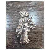 Sterling Silver Fiddler Brooch Pin