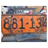 Texas 1934 License Plate with Orange Finish