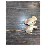 Ultra Craft Mouse Brooch with Chain Tail