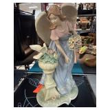 Porcelain Angel Figurine with Dove and Flowers