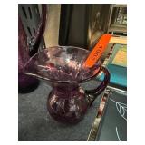 Purple Glass Pitcher with Crackle Design