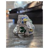 Sterling Silver Size 7.5 Enamel Ring