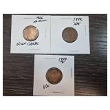 Three US Pennies 1926, 1942, 1847