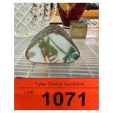 Triangular Box With Floral Pattern Lid