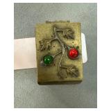 Brass Hinged Box with Decorative Branch Design
