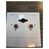 Sterling Silver Ruby Stud Earrings