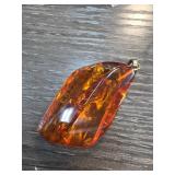 Amber Pendant With Metal Bail