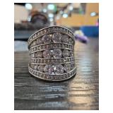 Wide Band Ring with Clear Stones, Size 9.5-10