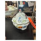 Decorative Floral Porcelain Lidded Dish
