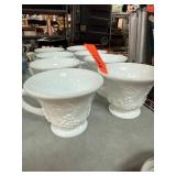 Milk Glass Tea Cups with Embossed Pattern