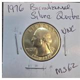 1976 Bicentennial Quarter in UNC MS62