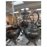 Three-Piece Metal Tea Set with Decorative Feet
