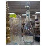 Glass Decanter and Textured Vase Set