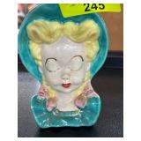 Head Vase with Feminine Bow and Hat Design