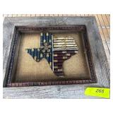 Framed Texas-Shaped Bullet Cartridge Art
