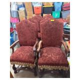 Eight Ornate Red Upholstered Chairs