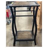Two-Tier Bamboo and Wood Accent Table