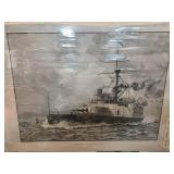 Illustrated Print of H.M.S. Victoria Warship