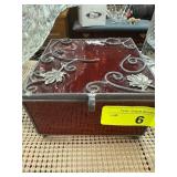Red Glass and Metal Decorative Box