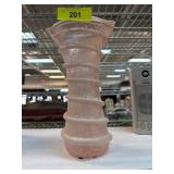 Iridescent Pink Glass Vase with Textured Design