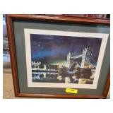Framed Artwork of Tower Bridge by Night