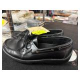 Bass Black Leather Boat Shoes, Size 7.5