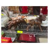 Two Bull Figurines in Brown-Toned Finishes