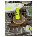 Glass Bowl on Wood Leaf Base