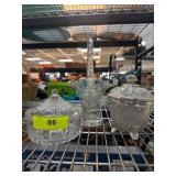 Decorative Glassware and Metal Container