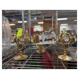 Gold-Tone Candle Holders with Crystal Accents