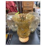 Partylite Gold Mosaic and Mercury Glass Vase Set